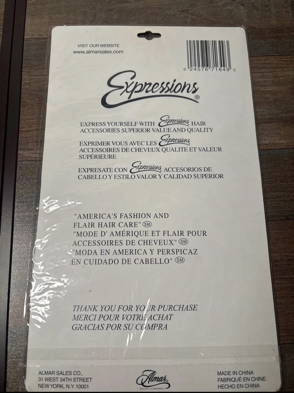 Expressions White Retail Backing Card with Black Text